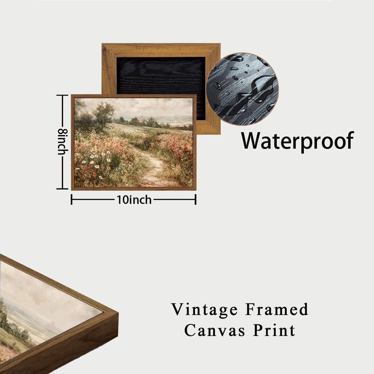 Framed Canvas Wall Art,Vintage Decor,Landscape Nature Country Wildflower Paintings Farmhouse Pictures Modern Artwork Rustic Fall Flower Prints Cottagecore Office Living Room Bedroom Bathroom