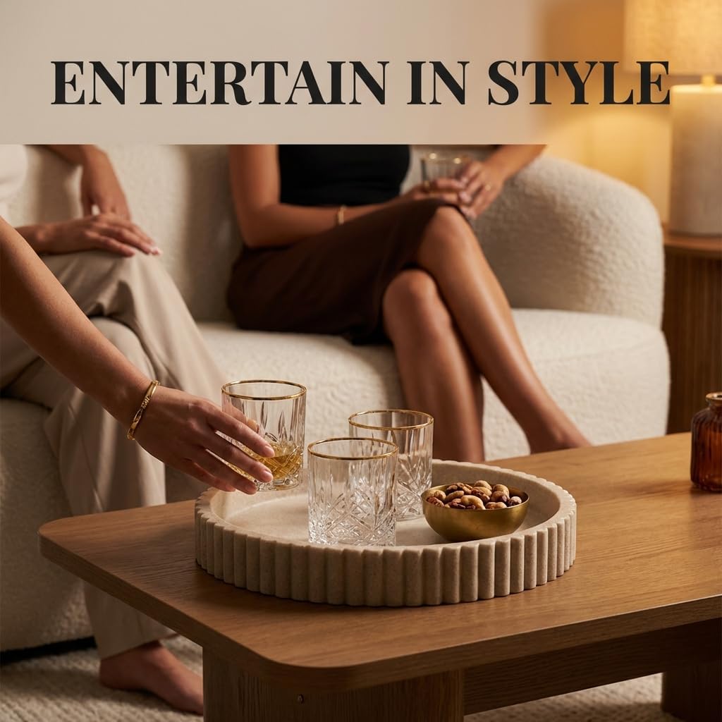 Decorative Tray for Decor - Coffee Table Tray for Living Room - Round Tray for Home Decor - Coffee Table Decor Centerpiece - Modern Minimalist Centerpiece