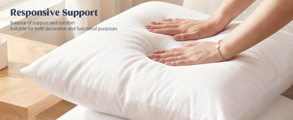 puredown® Feather Down Throw Pillow Inserts 22 x 22 (Pack of 2, White), Big Throw Pillows for Floor, Couch, Bed, Machine Washable