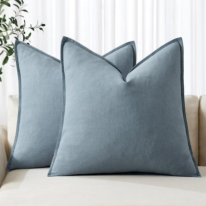 MIULEE Decorative Linen Euro Sham Pillow Covers 24x24 Natural Beige Boho Farmhouse Neutral Couch Throw Pillows for Bed Pack of 2 Accent Modern Pillowcase Sofa Livingroom Home Decor